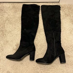 Faux suede over the knee boots
